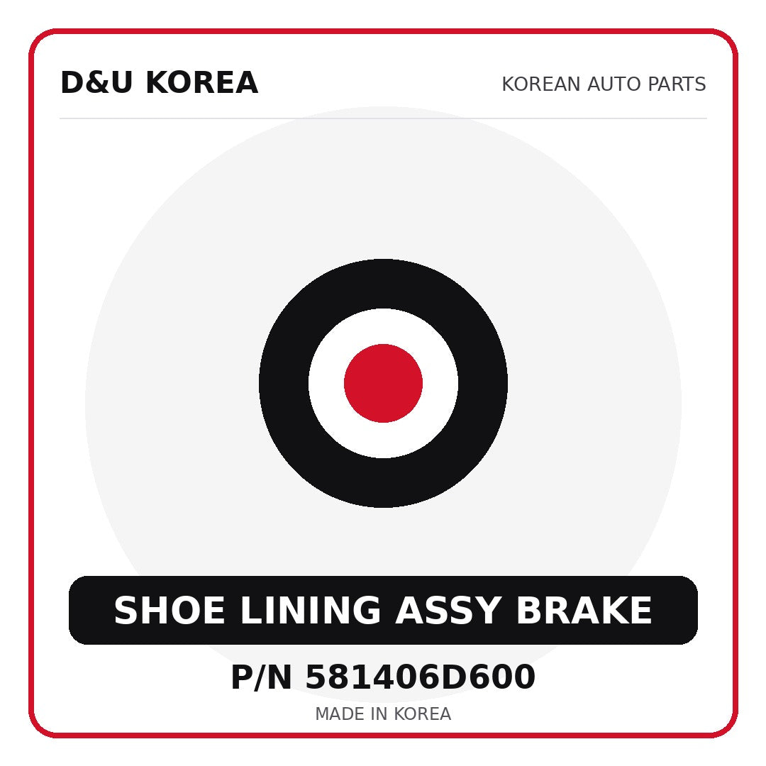 Genuine Mobis SHOE LINING ASSY BRAKE 581406D600 - Korean auto parts from D&U Korea