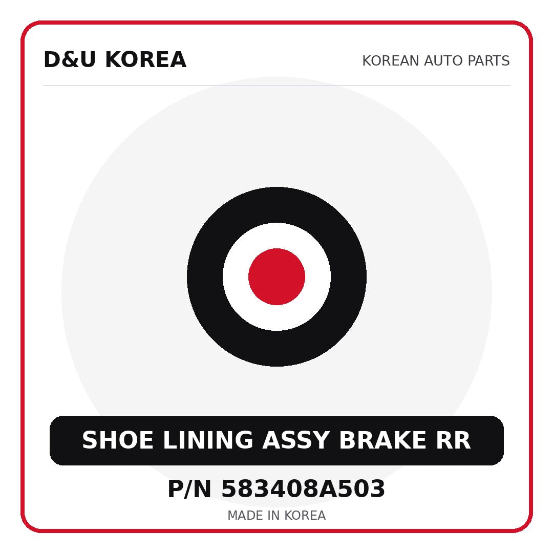 Genuine Mobis SHOE LINING ASSY BRAKE RR 583408A503 - Korean auto parts from D&U Korea