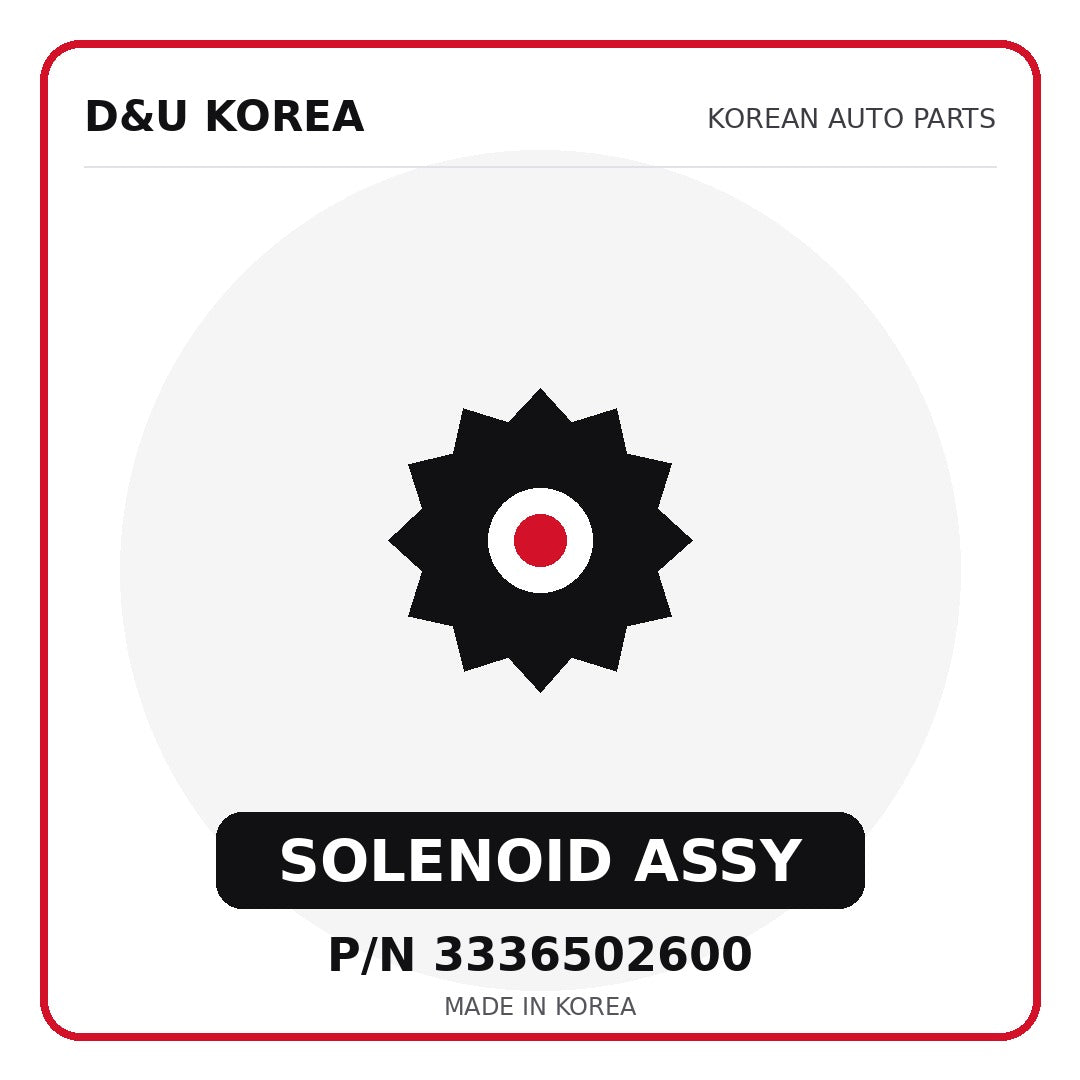 Genuine Mobis SOLENOID ASSY 3336502600 - Korean auto parts from D&U Korea
