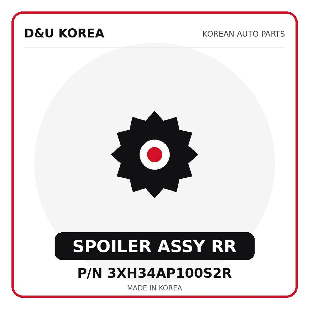 Genuine Mobis SPOILER ASSY RR 3XH34AP100S2R - Korean auto parts from D&U Korea
