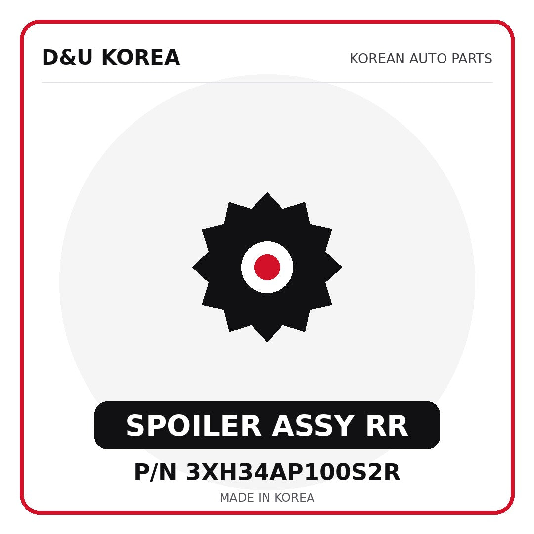 Genuine Mobis SPOILER ASSY RR 3XH34AP100S2R - Korean auto parts from D&U Korea