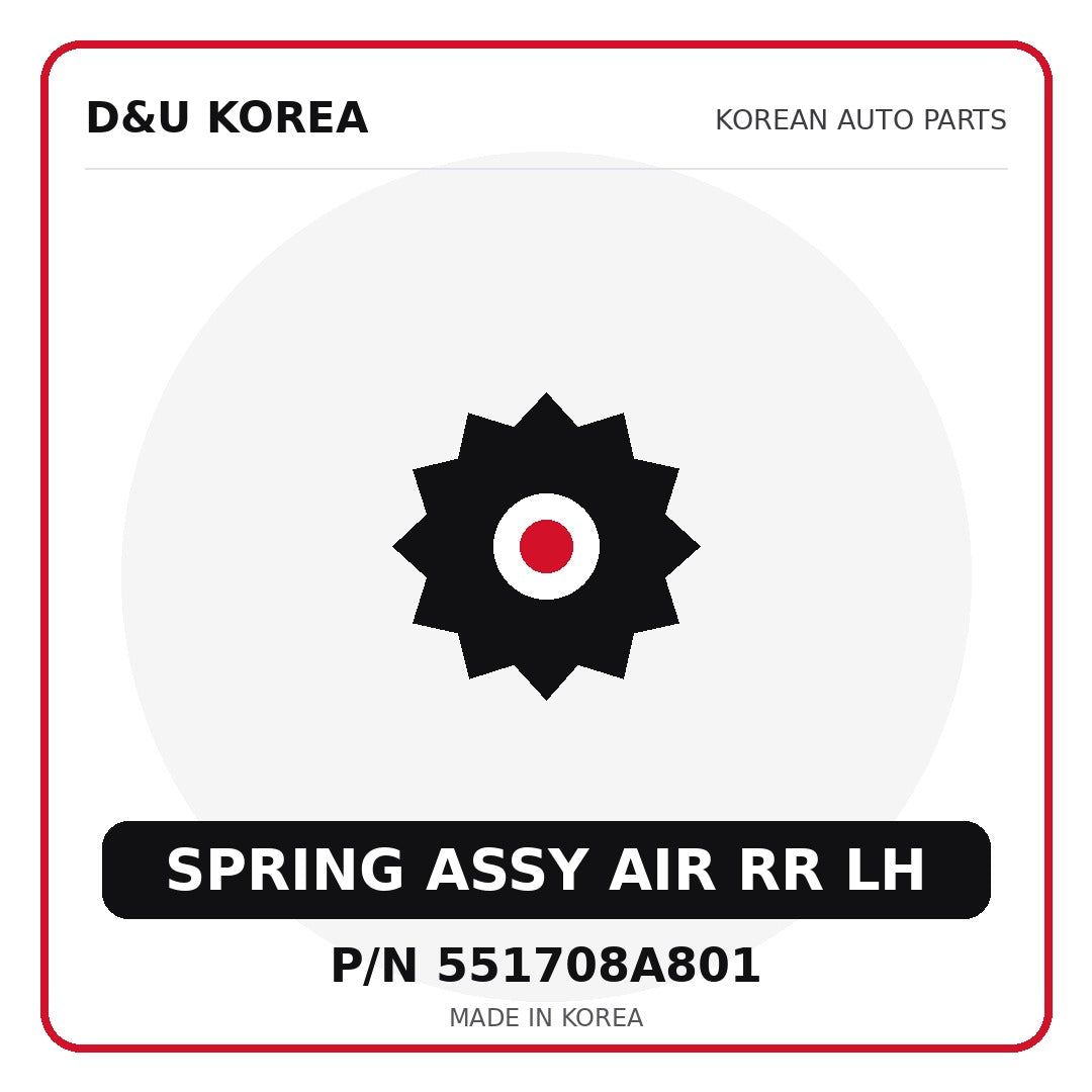 Genuine Mobis SPRING ASSY AIR RR LH 551708A801 - Korean auto parts from D&U Korea
