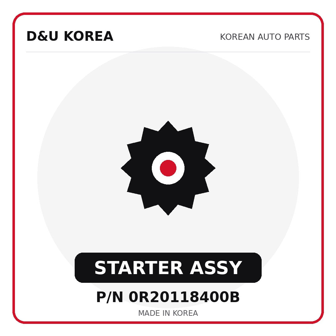 Genuine Mobis STARTER ASSY 0R20118400B - Korean auto parts from D&U Korea