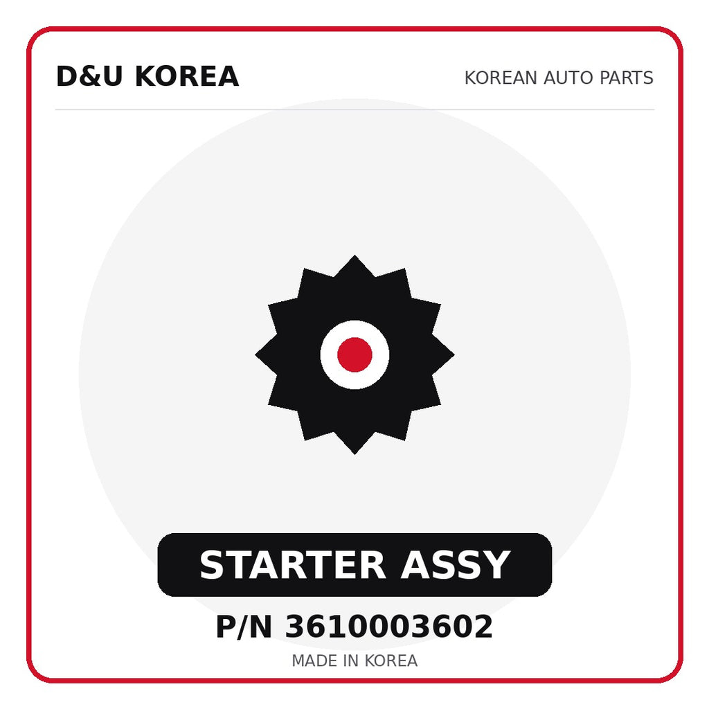 Genuine Mobis STARTER ASSY 3610003602 - Korean auto parts from D&U Korea