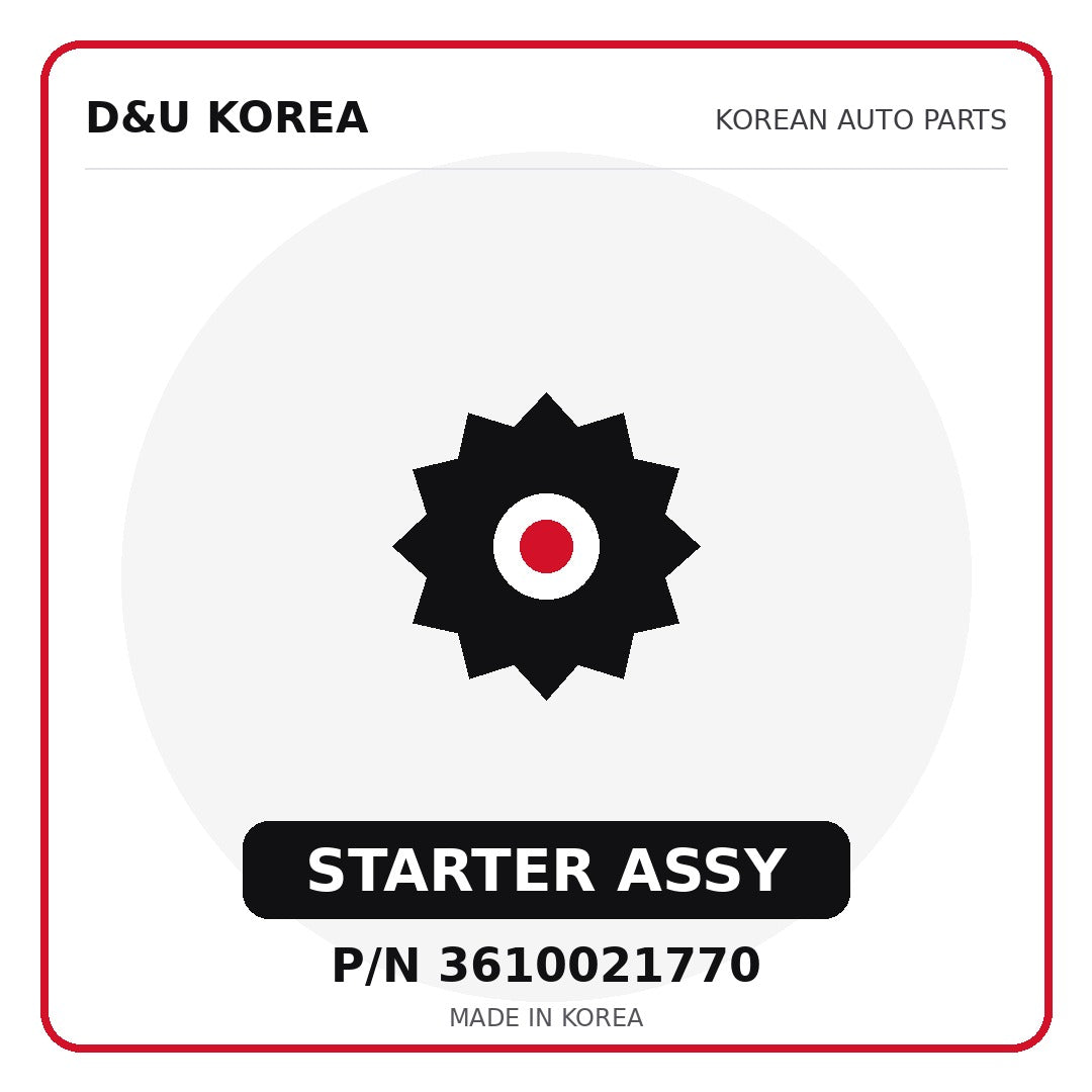 Genuine Mobis STARTER ASSY 3610021770 - Korean auto parts from D&U Korea
