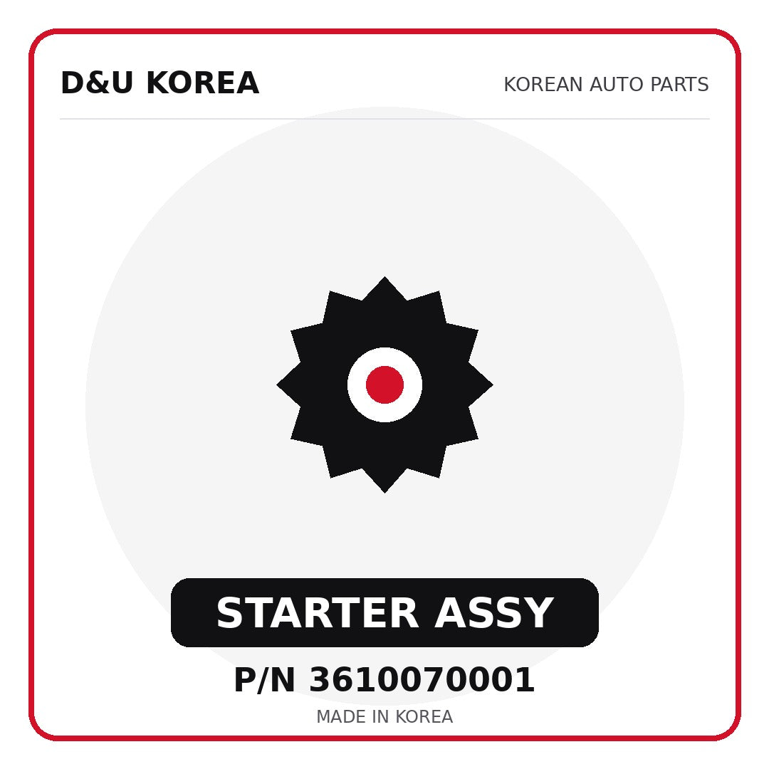 Genuine Mobis STARTER ASSY 3610070001 - Korean auto parts from D&U Korea