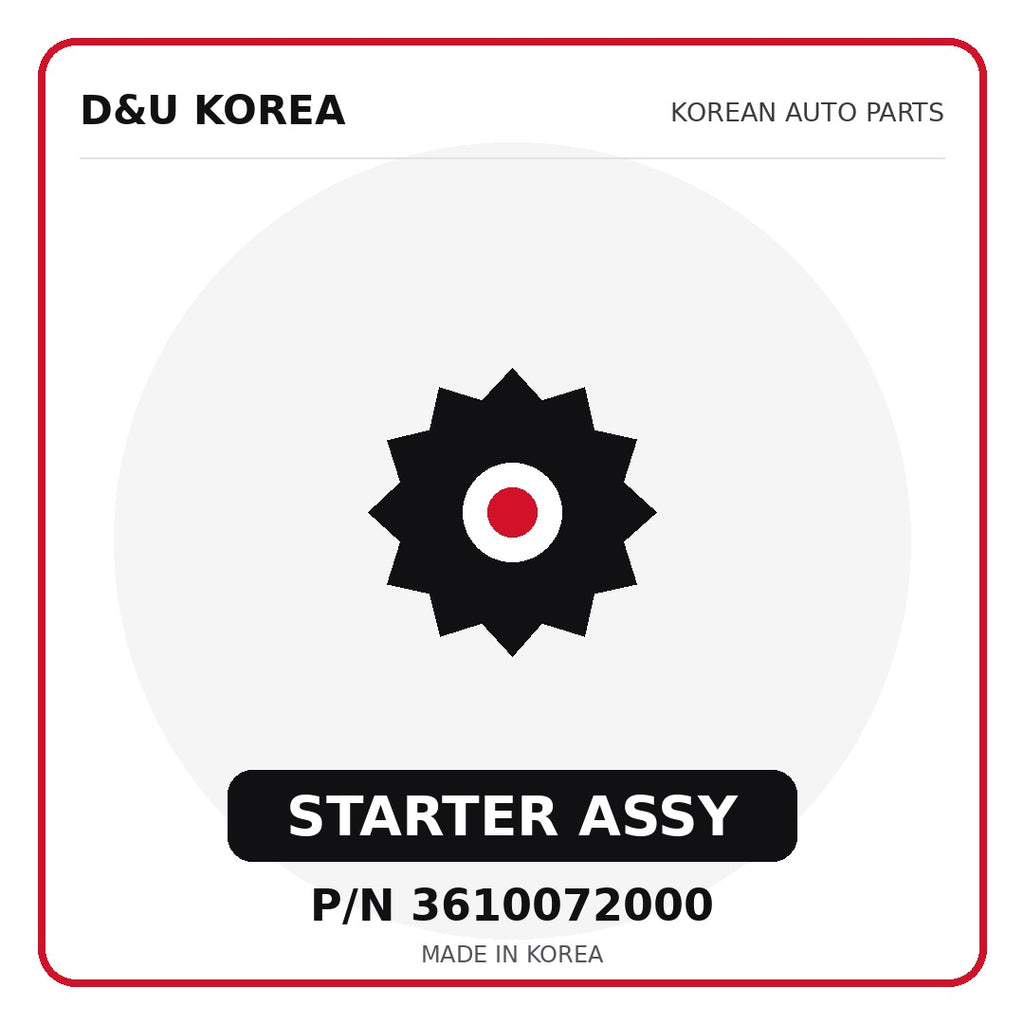 Genuine Mobis STARTER ASSY 3610072000 - Korean auto parts from D&U Korea