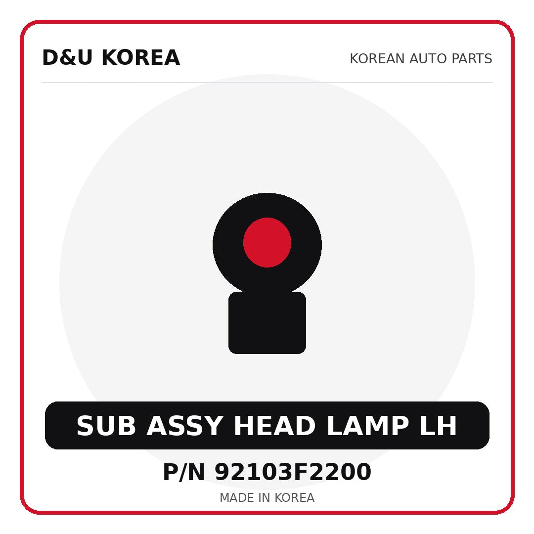 Genuine Mobis SUB ASSY HEAD LAMP LH 92103F2200 - Korean auto parts from D&U Korea