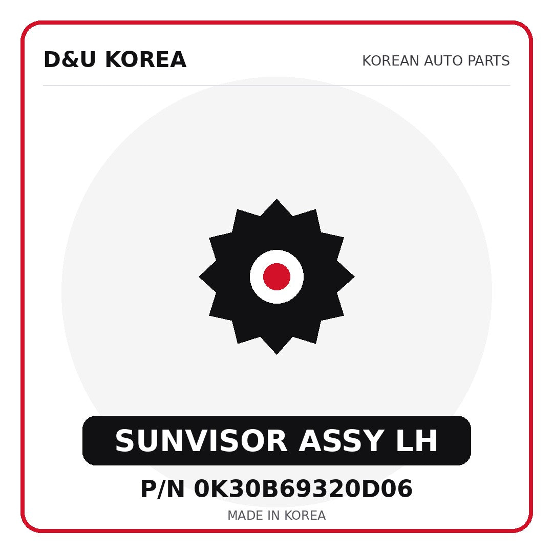 Genuine Mobis SUNVISOR ASSY LH 0K30B69320D06 for Korean vehicles | D&U Korea
