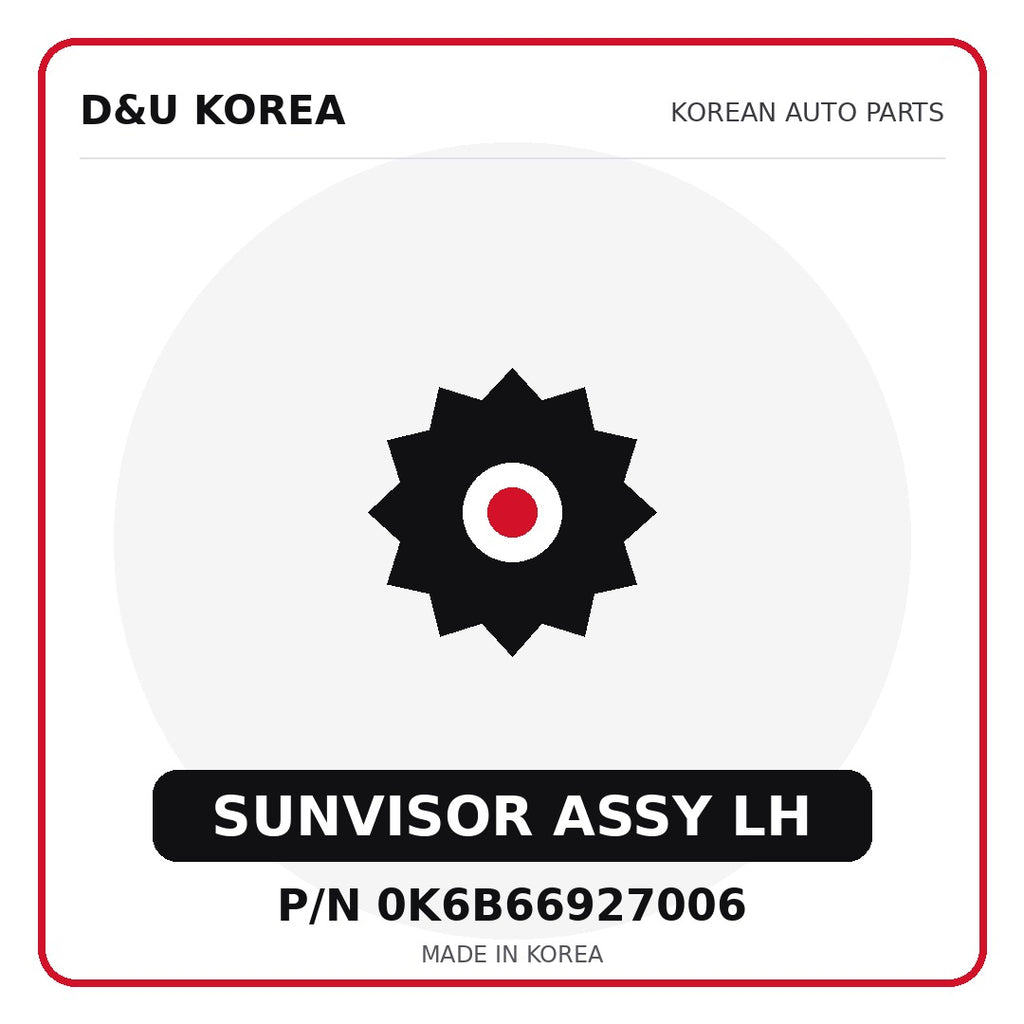 Genuine Mobis SUNVISOR ASSY LH 0K6B66927006 for Korean vehicles | D&U Korea