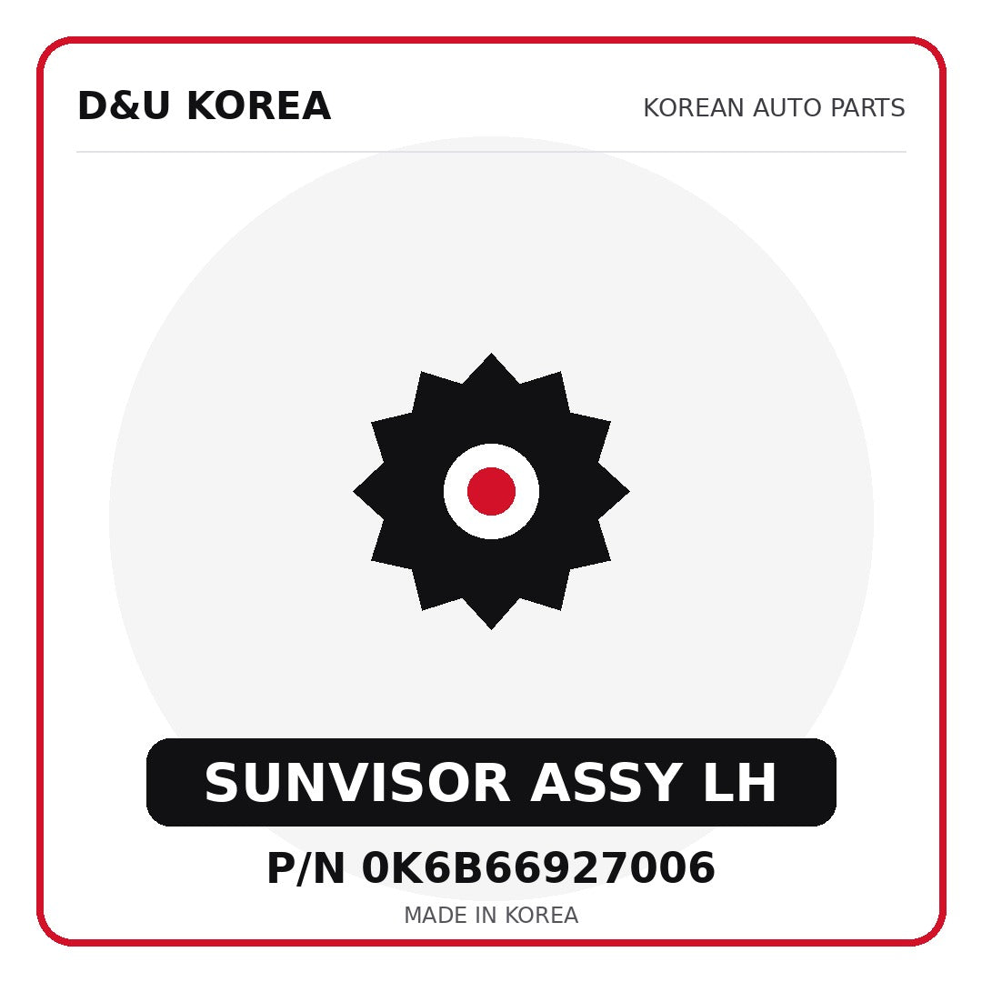 Genuine Mobis SUNVISOR ASSY LH 0K6B66927006 for Korean vehicles | D&U Korea