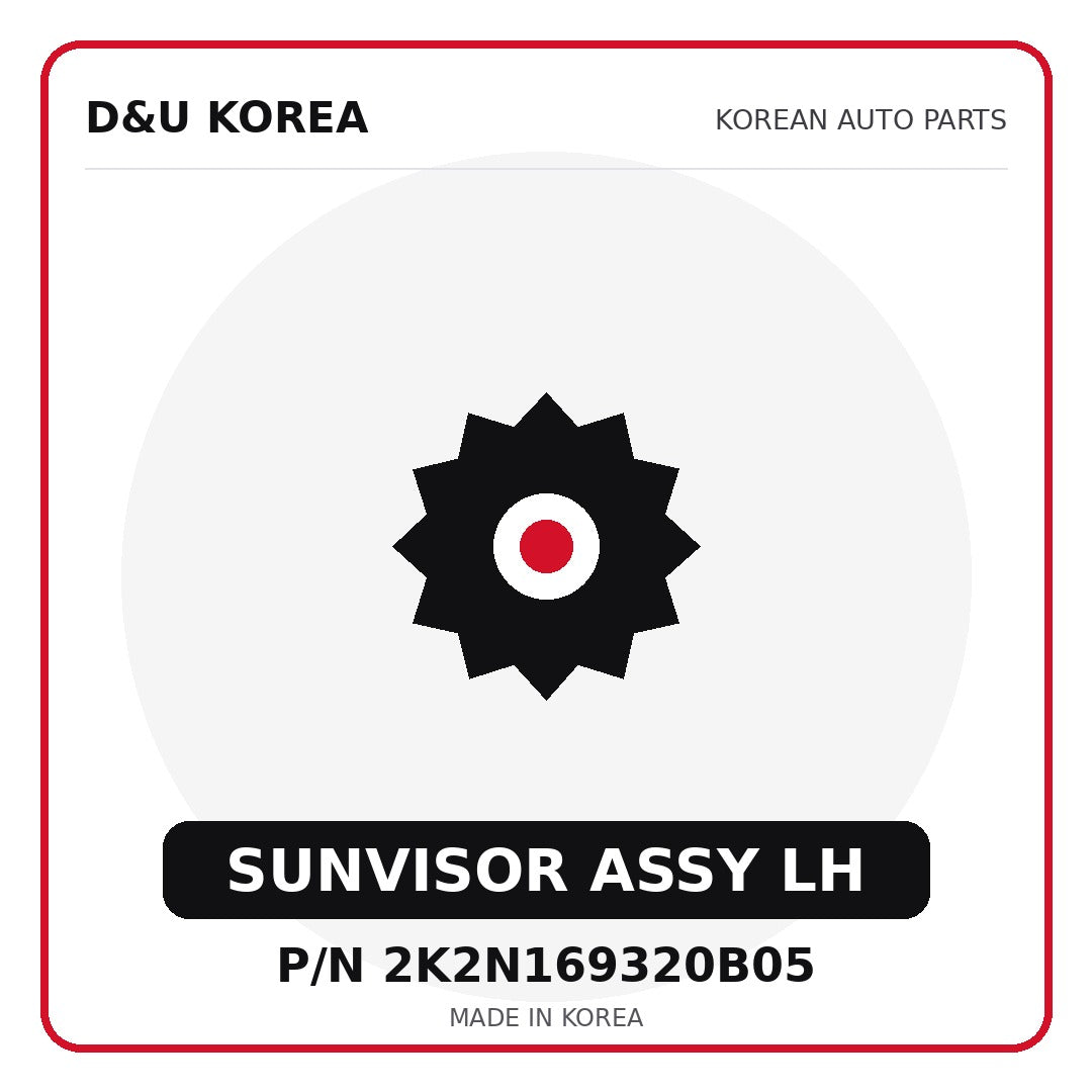 Genuine Mobis SUNVISOR ASSY LH 2K2N169320B05 for Korean vehicles | D&U Korea