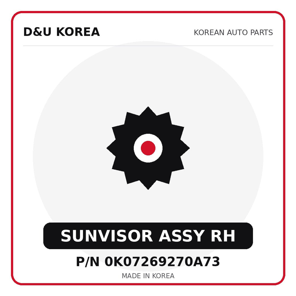 Genuine Mobis SUNVISOR ASSY RH 0K07269270A73 for Korean vehicles | D&U Korea