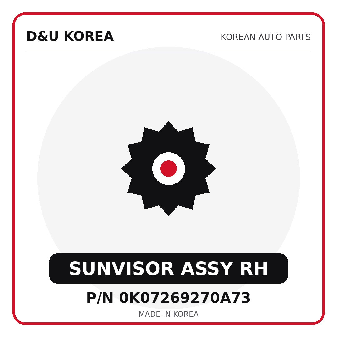 Genuine Mobis SUNVISOR ASSY RH 0K07269270A73 for Korean vehicles | D&U Korea