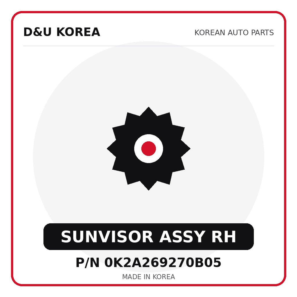Genuine Mobis SUNVISOR ASSY RH 0K2A269270B05 for Korean vehicles | D&U Korea