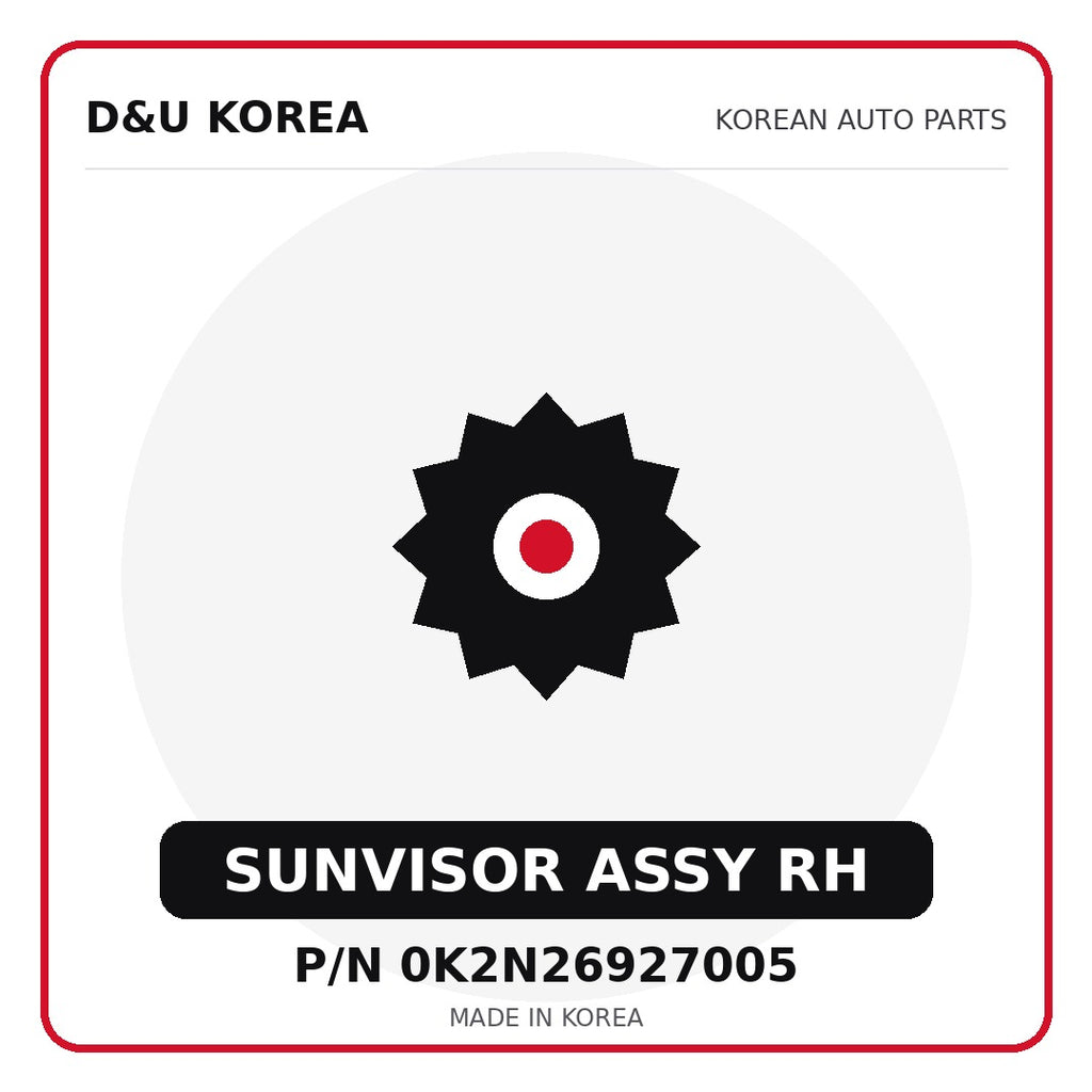 Genuine Mobis SUNVISOR ASSY RH 0K2N26927005 - Korean auto parts from D&U Korea