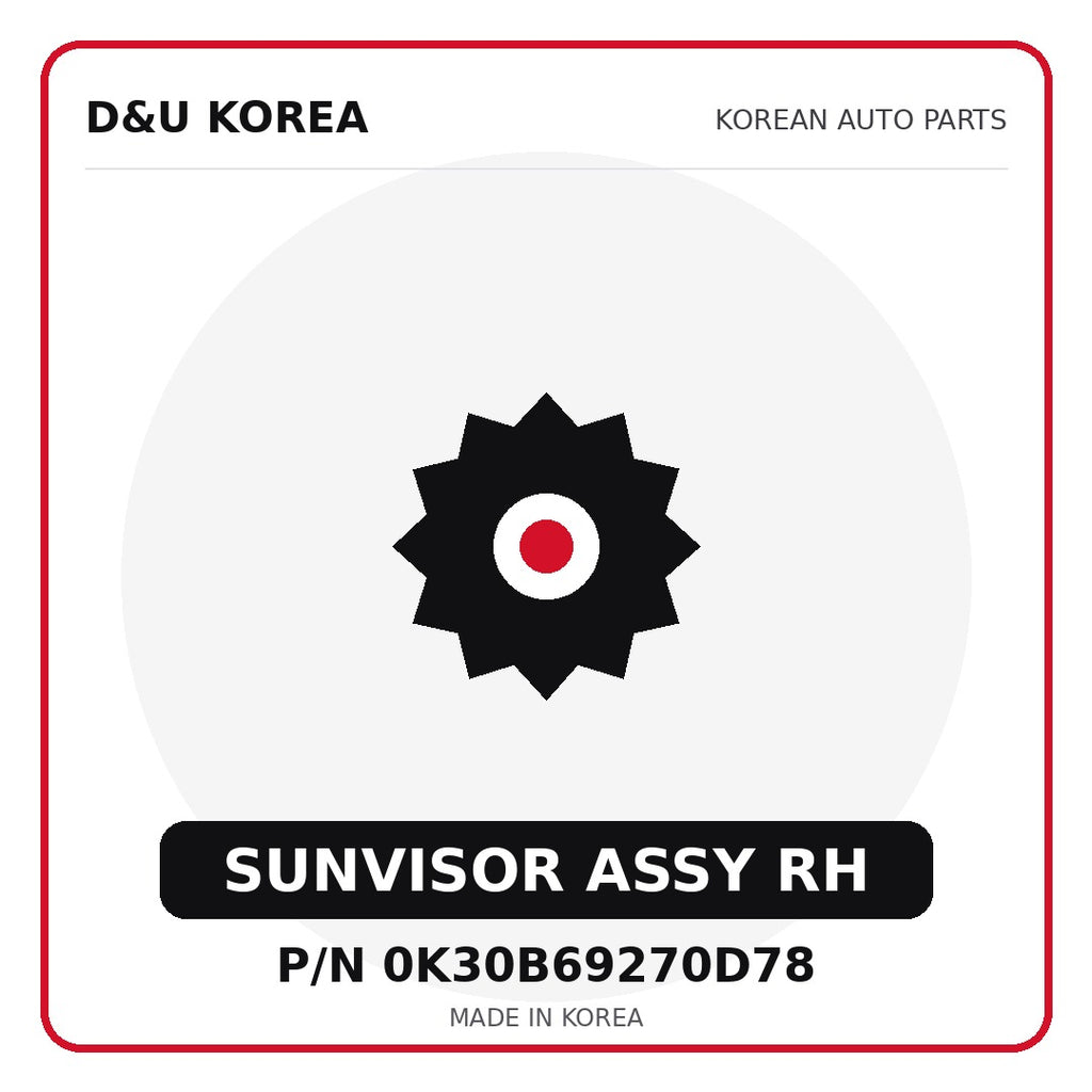 Genuine Mobis SUNVISOR ASSY RH 0K30B69270D78 for Korean vehicles | D&U Korea