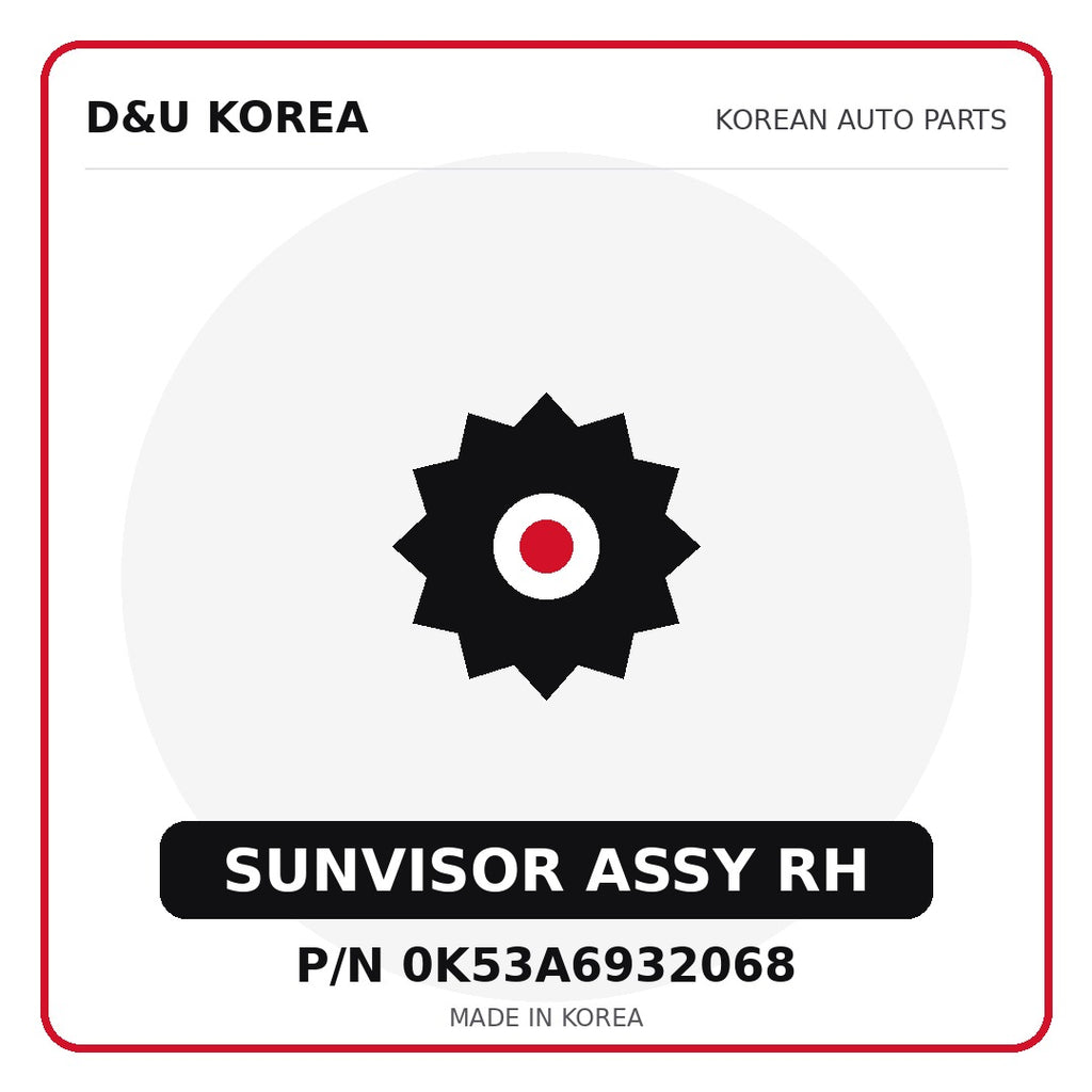 Genuine Mobis SUNVISOR ASSY RH 0K53A6932068 - Korean auto parts from D&U Korea