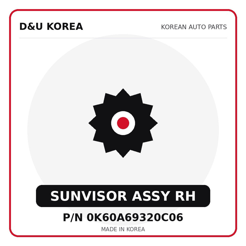 Genuine Mobis SUNVISOR ASSY RH 0K60A69320C06 for Korean vehicles | D&U Korea