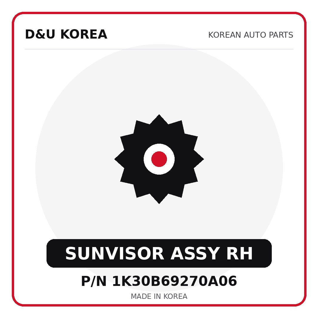 Genuine Mobis SUNVISOR ASSY RH 1K30B69270A06 for Korean vehicles | D&U Korea