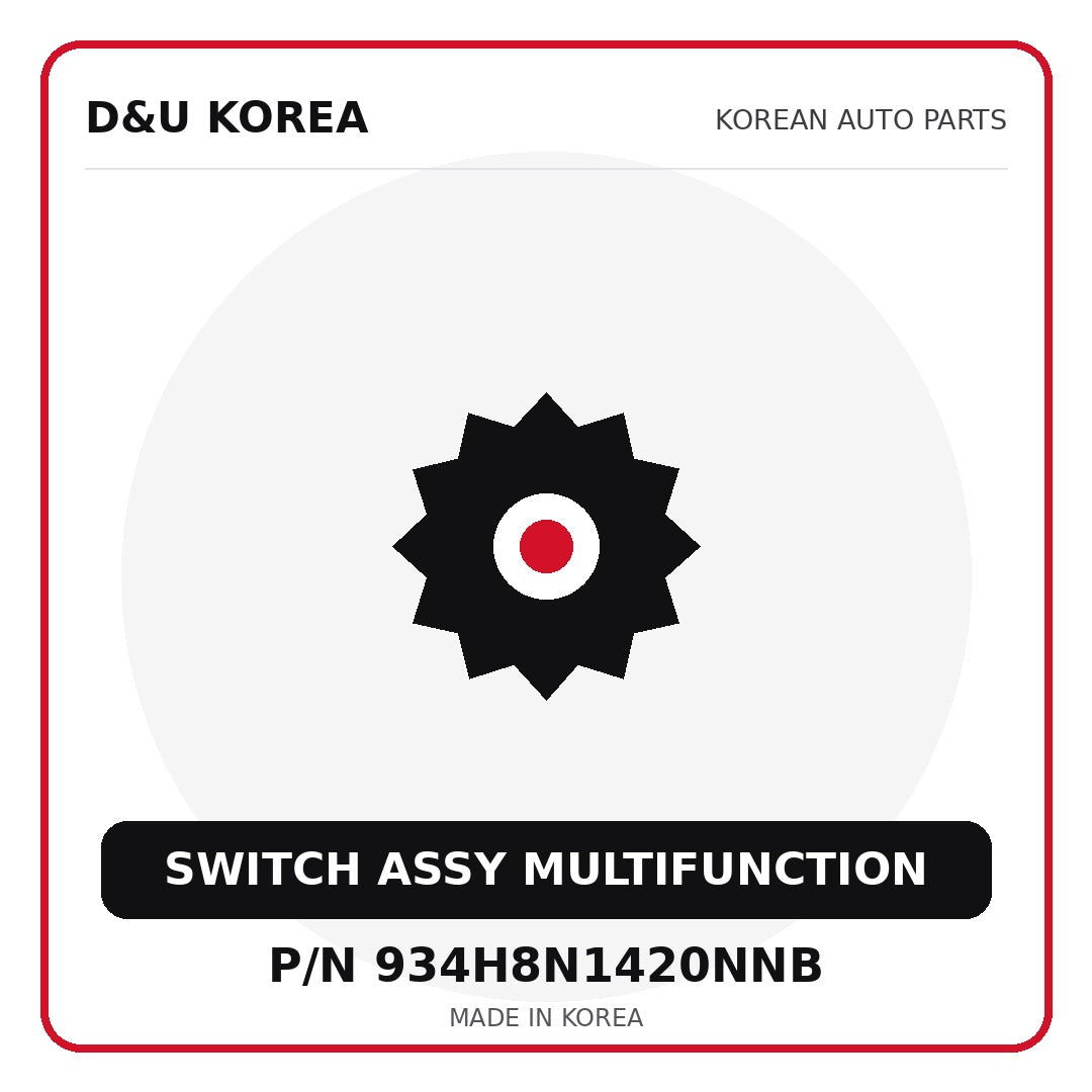 Genuine Mobis SWITCH ASSY MULTIFUNCTION 934H8N1420NNB for Korean vehicles | D&U Korea