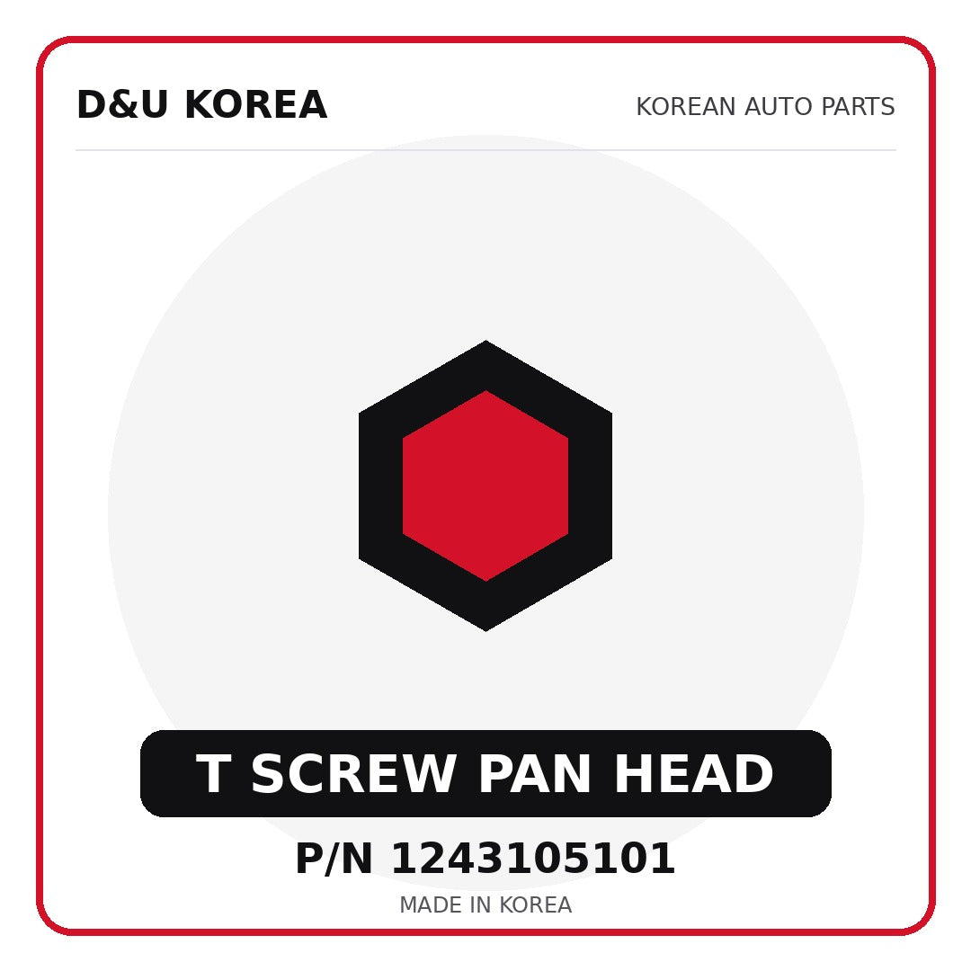 Genuine Mobis T SCREW PAN HEAD 1243105101 - Korean auto parts from D&U Korea