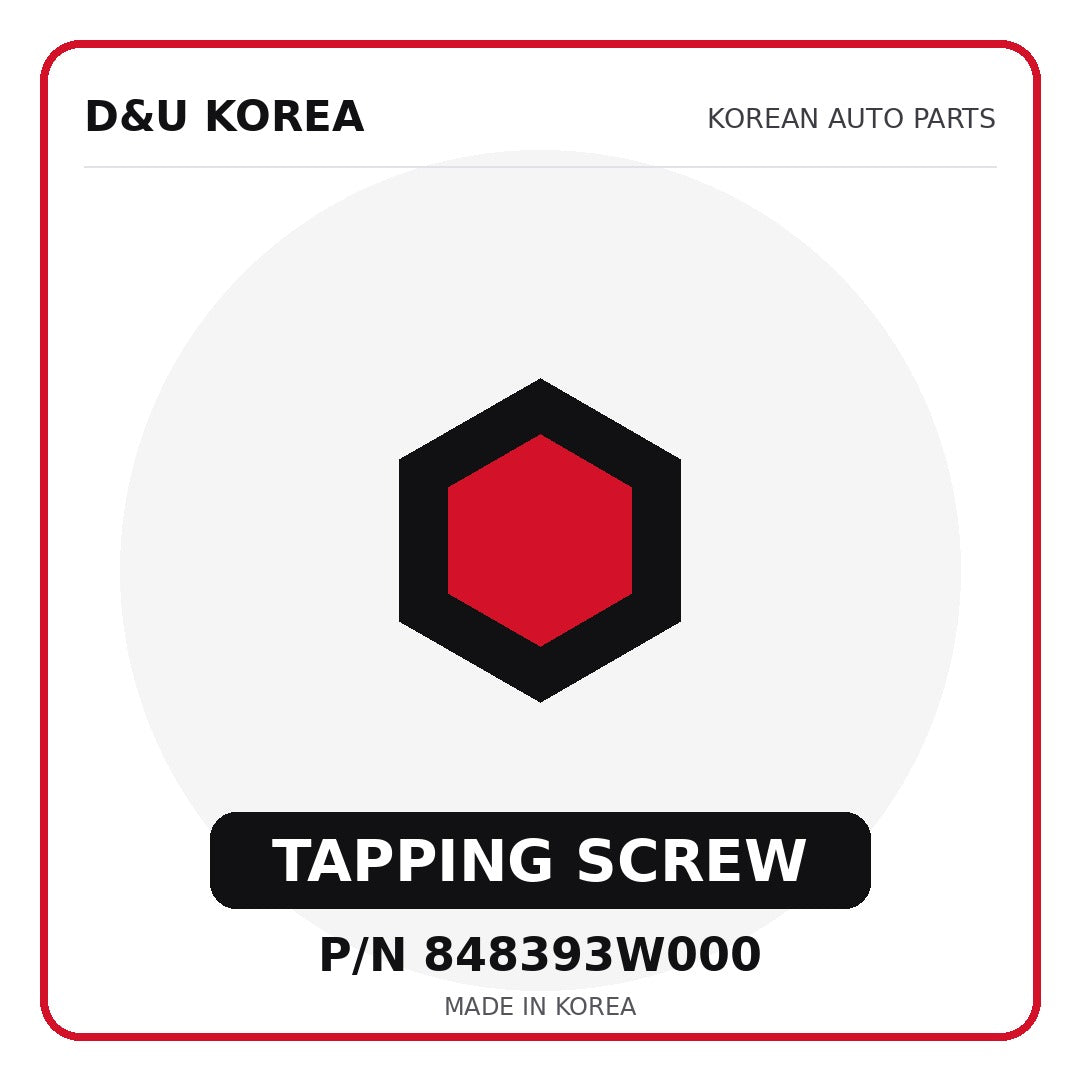 Genuine Mobis TAPPING SCREW 848393W000 - Korean auto parts from D&U Korea
