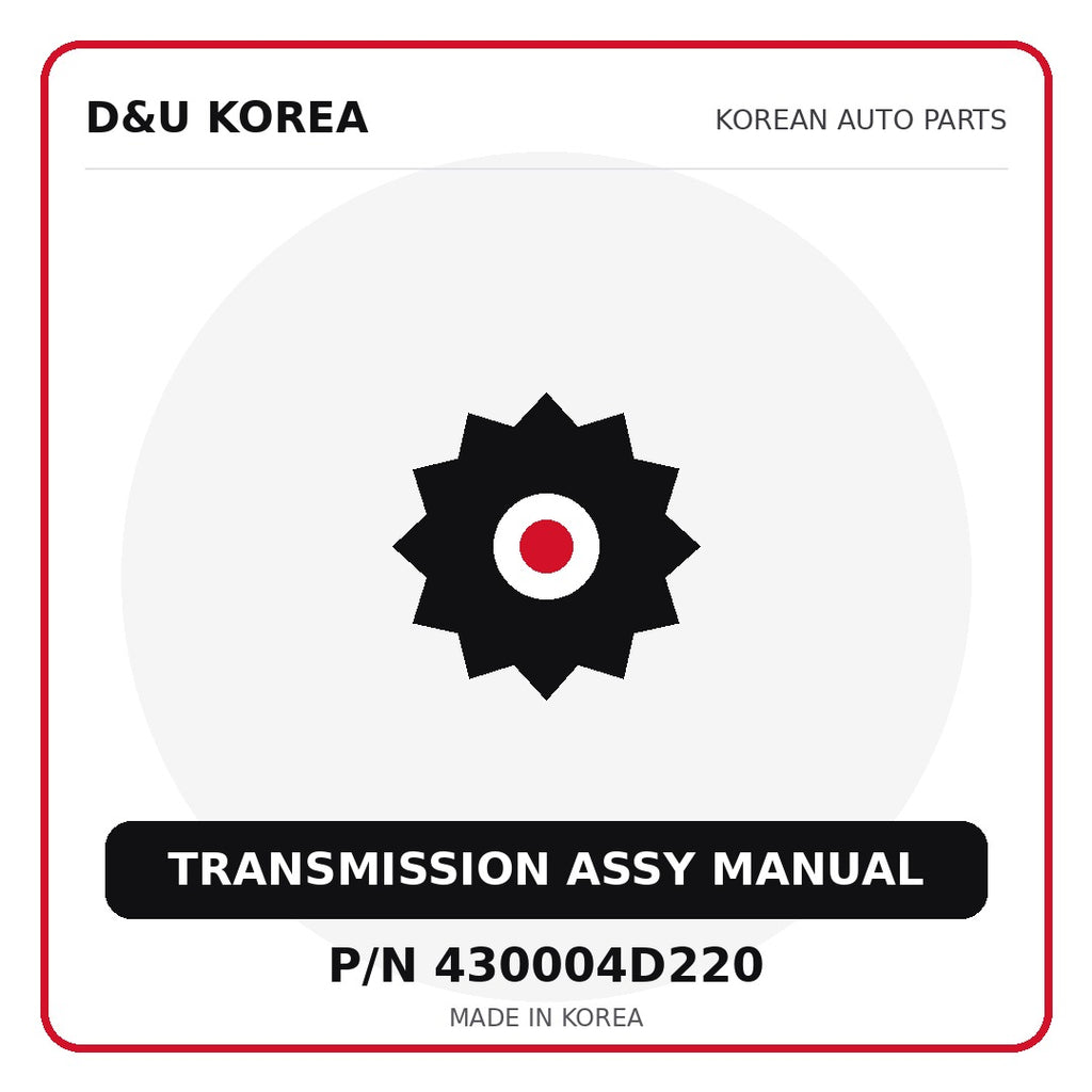 Genuine Mobis TRANSMISSION ASSY MANUAL 430004D220 - Korean auto parts from D&U Korea