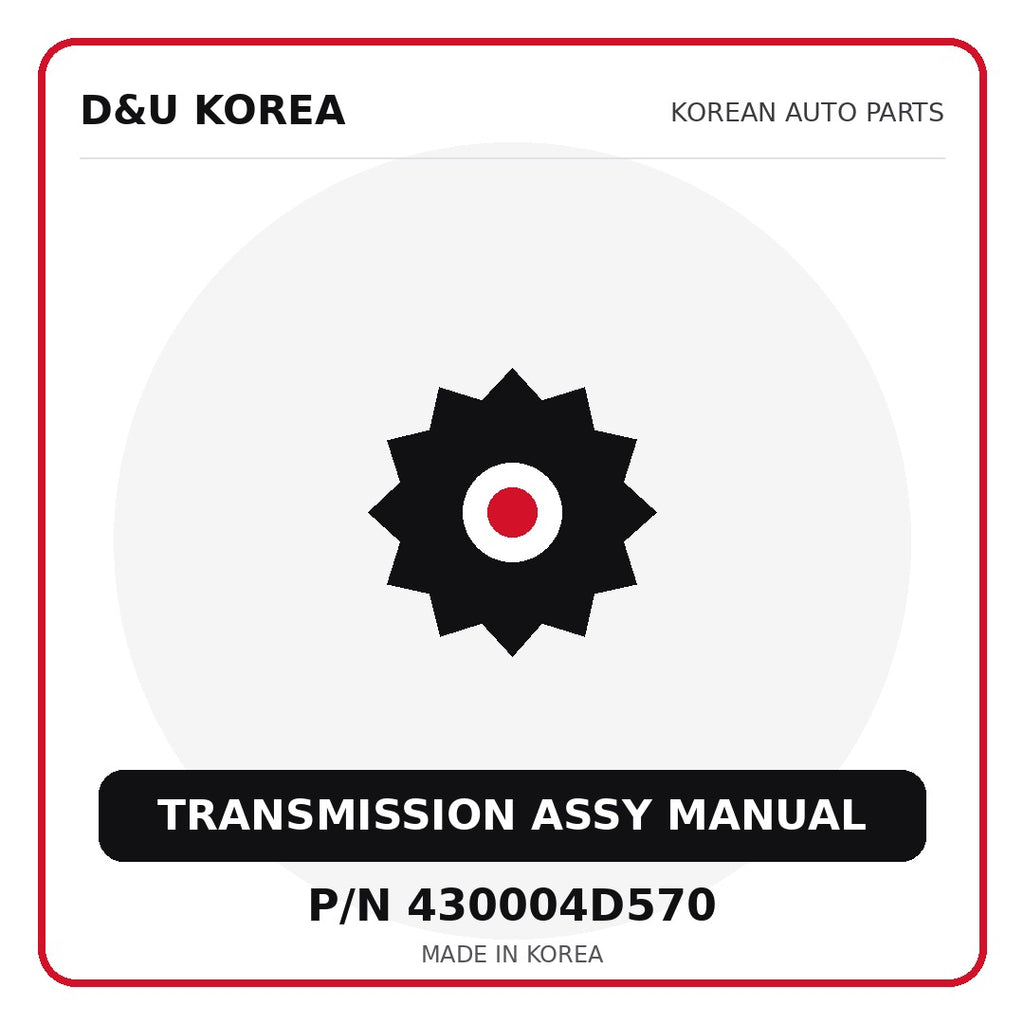 Genuine Mobis TRANSMISSION ASSY MANUAL 430004D570 - Korean auto parts from D&U Korea