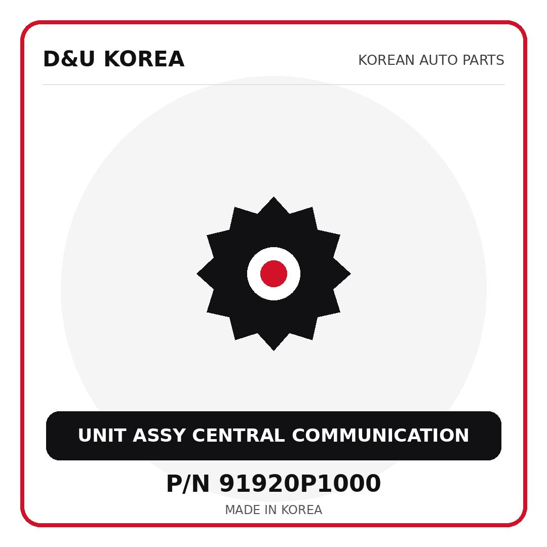 Genuine Mobis UNIT ASSY CENTRAL COMMUNICATION 91920P1000 - Korean auto parts from D&U Korea