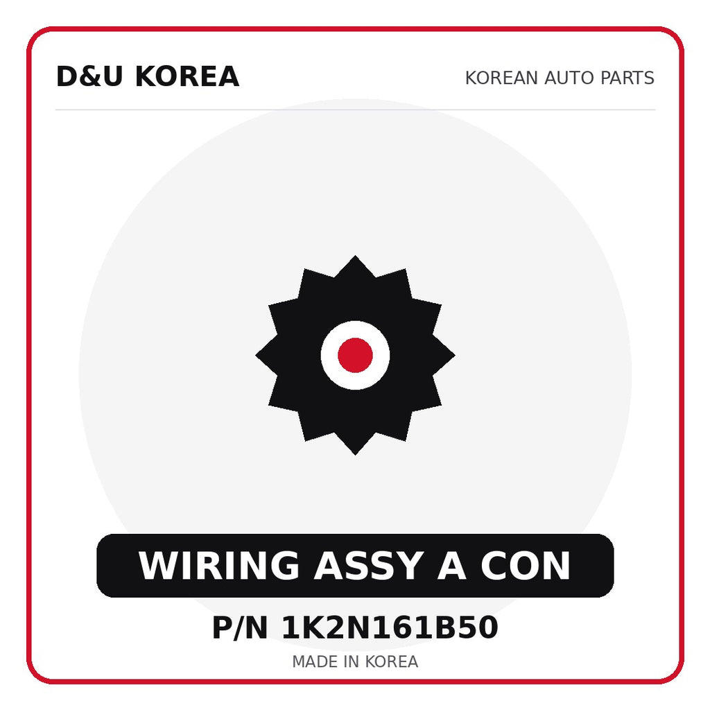 Genuine Mobis WIRING ASSY A CON 1K2N161B50 - Korean auto parts from D&U Korea