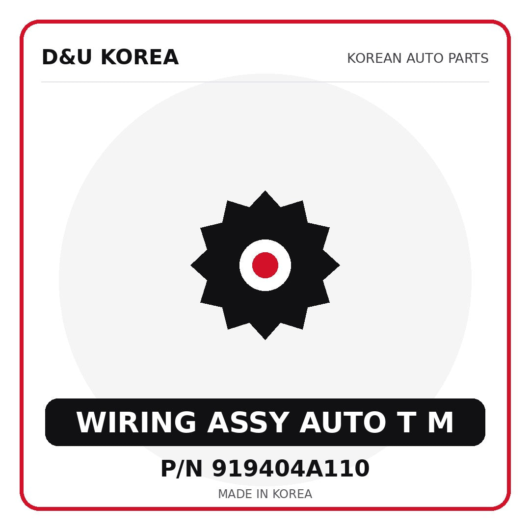 Genuine Mobis WIRING ASSY AUTO T M 919404A110 for Korean vehicles | D&U Korea
