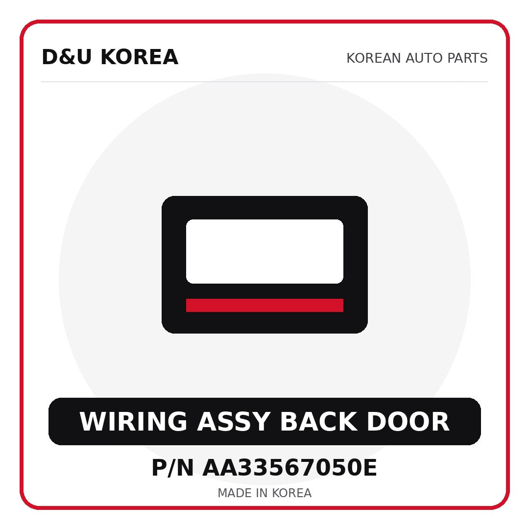 Genuine Mobis WIRING ASSY BACK DOOR AA33567050E for Korean vehicles | D&U Korea