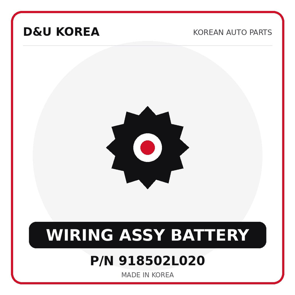 Genuine Mobis WIRING ASSY BATTERY 918502L020 for Korean vehicles | D&U Korea