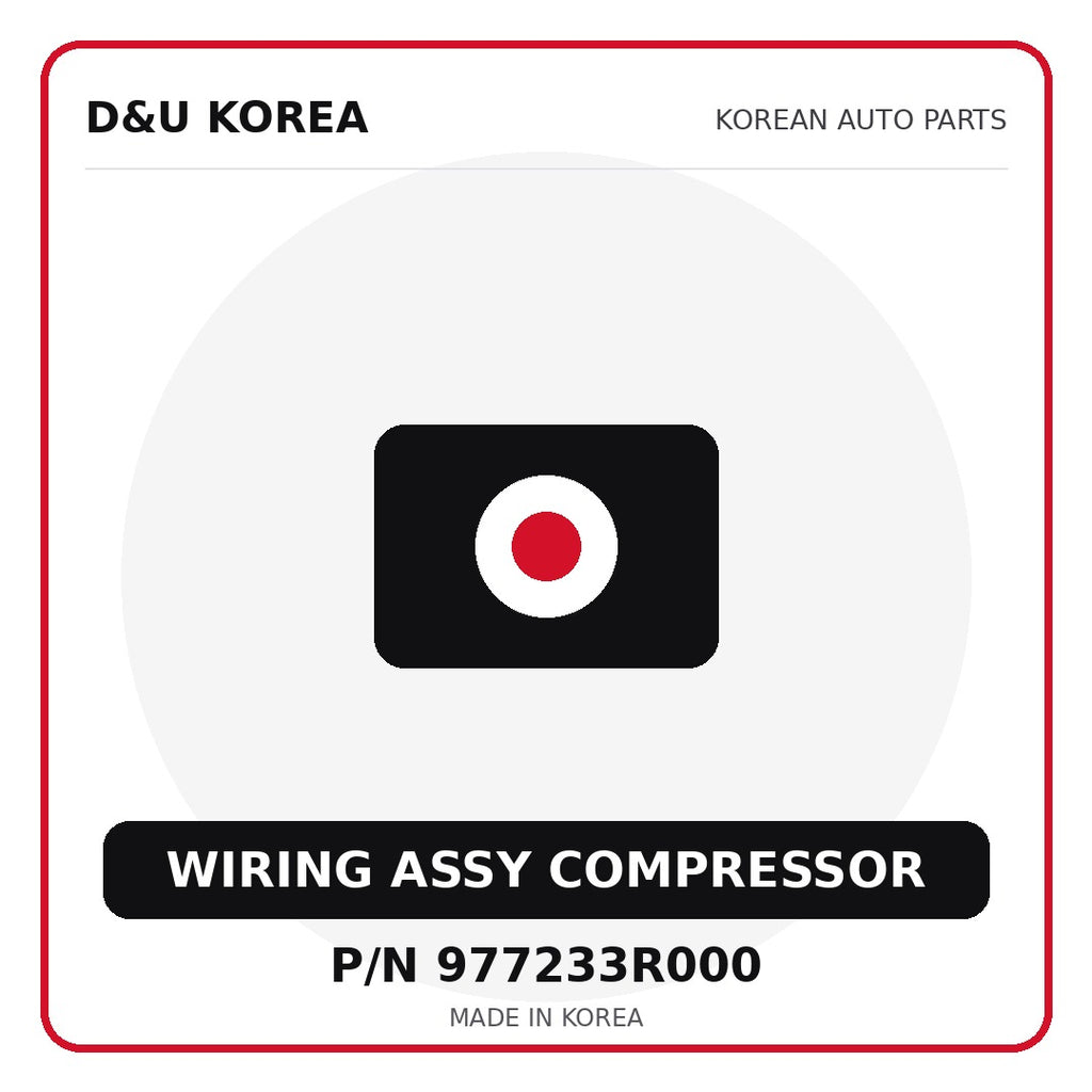 Genuine Mobis WIRING ASSY COMPRESSOR 977233R000 for Korean vehicles | D&U Korea