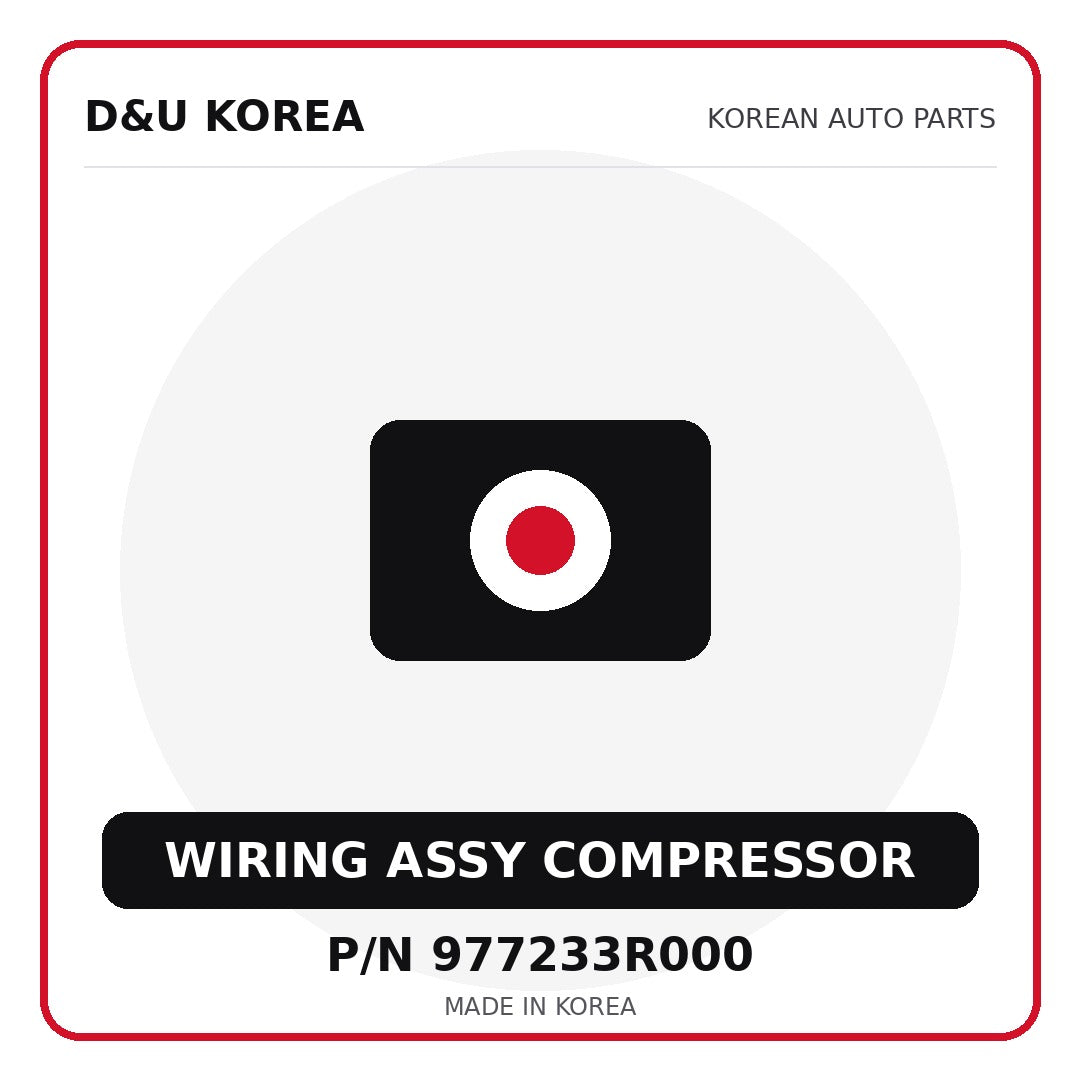 Genuine Mobis WIRING ASSY COMPRESSOR 977233R000 for Korean vehicles | D&U Korea