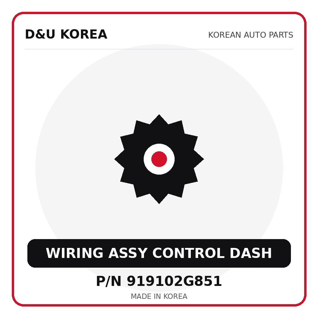 Genuine Mobis WIRING ASSY CONTROL DASH 919102G851 for Korean vehicles | D&U Korea