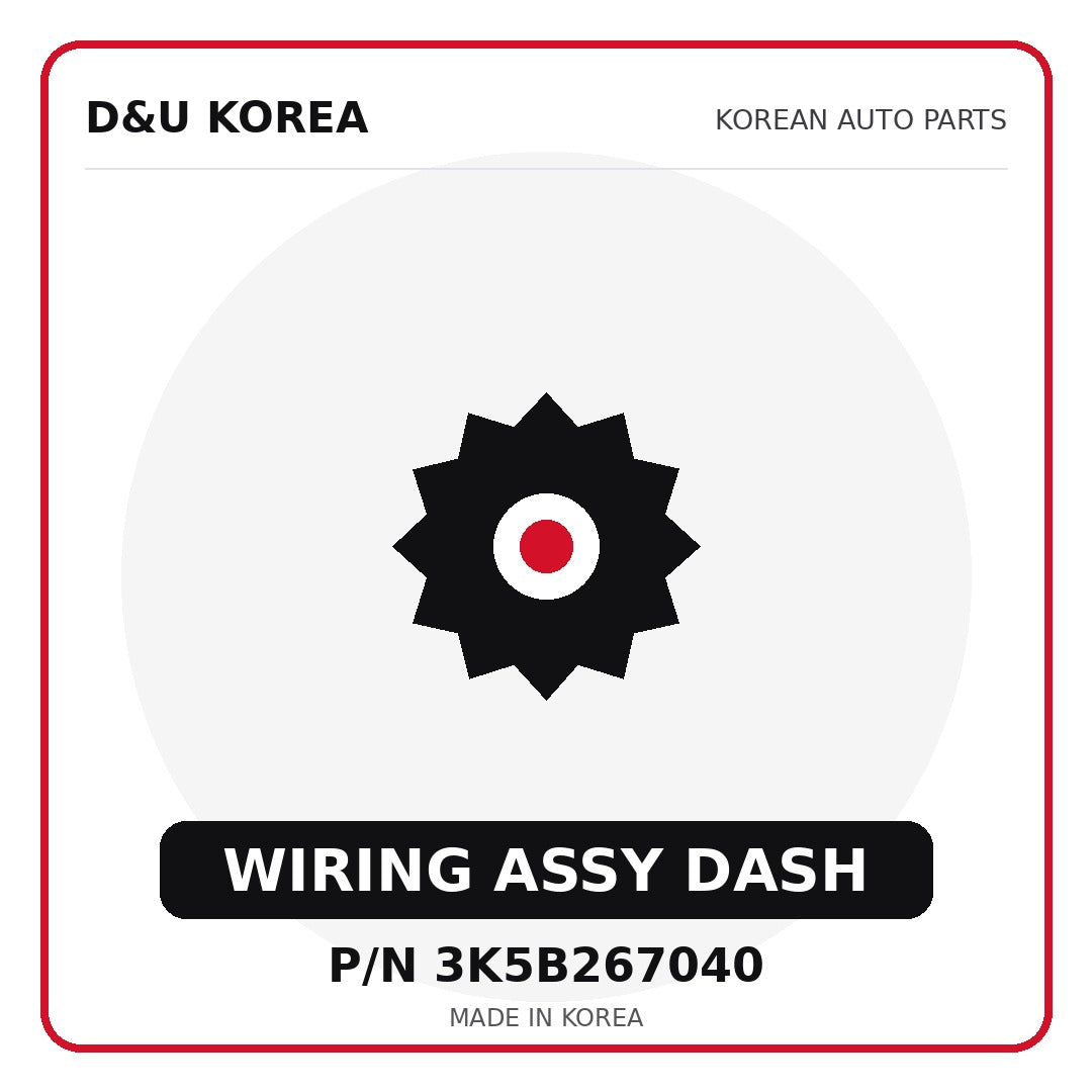 Genuine Mobis WIRING ASSY DASH 3K5B267040 - Korean auto parts from D&U Korea