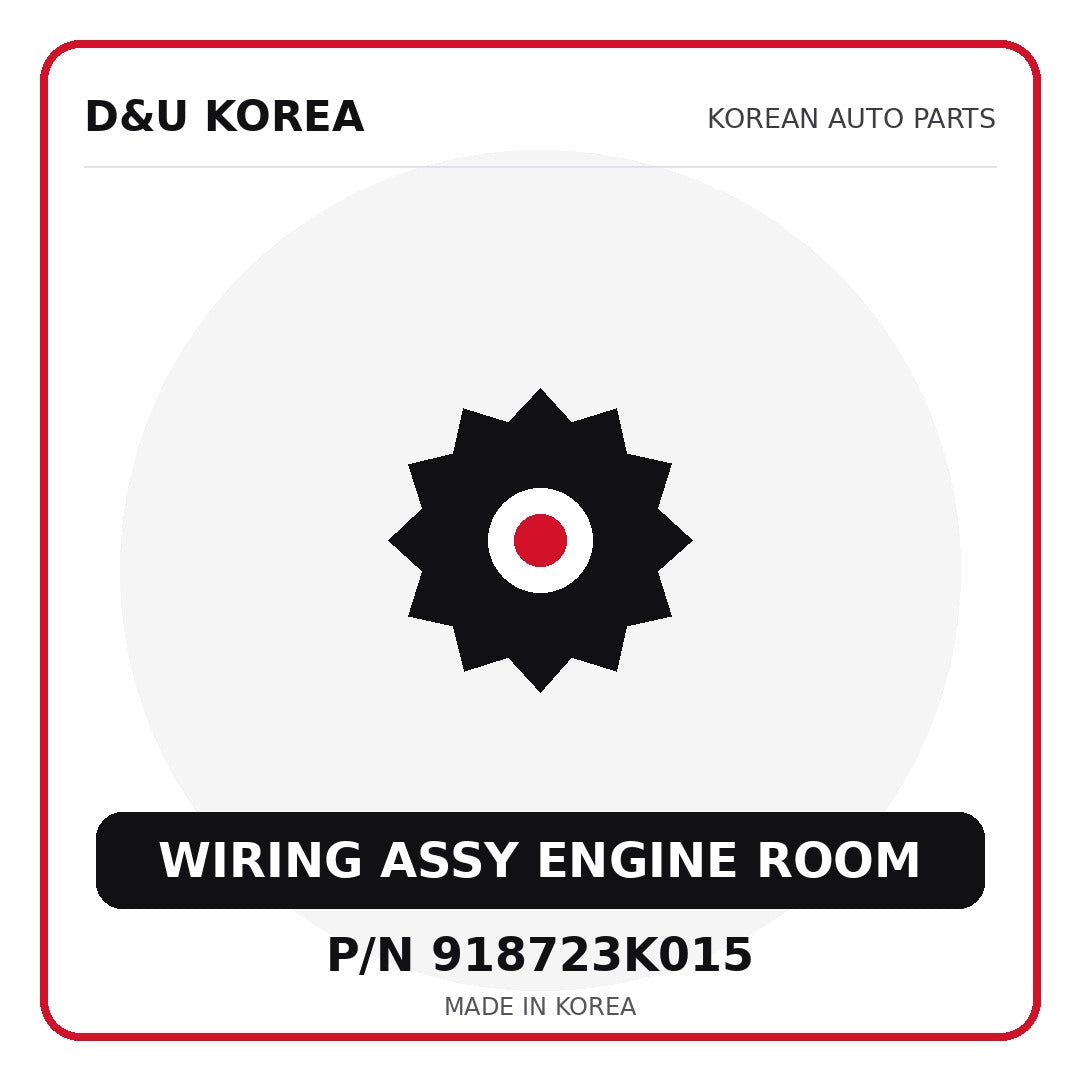Genuine Mobis WIRING ASSY ENGINE ROOM 918723K015 for Korean vehicles | D&U Korea