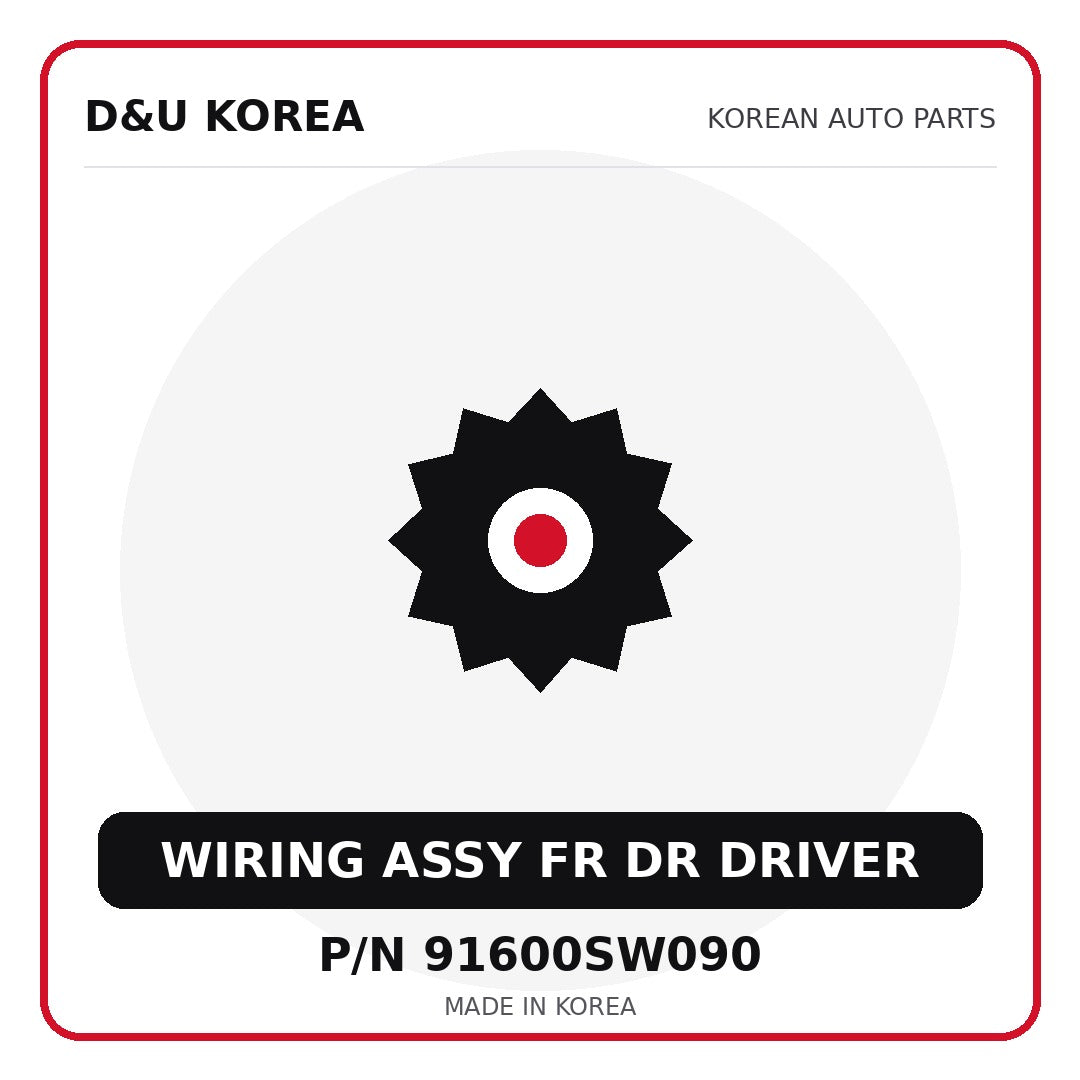 Genuine Mobis WIRING ASSY FR DR DRIVER 91600SW090 for Korean vehicles | D&U Korea