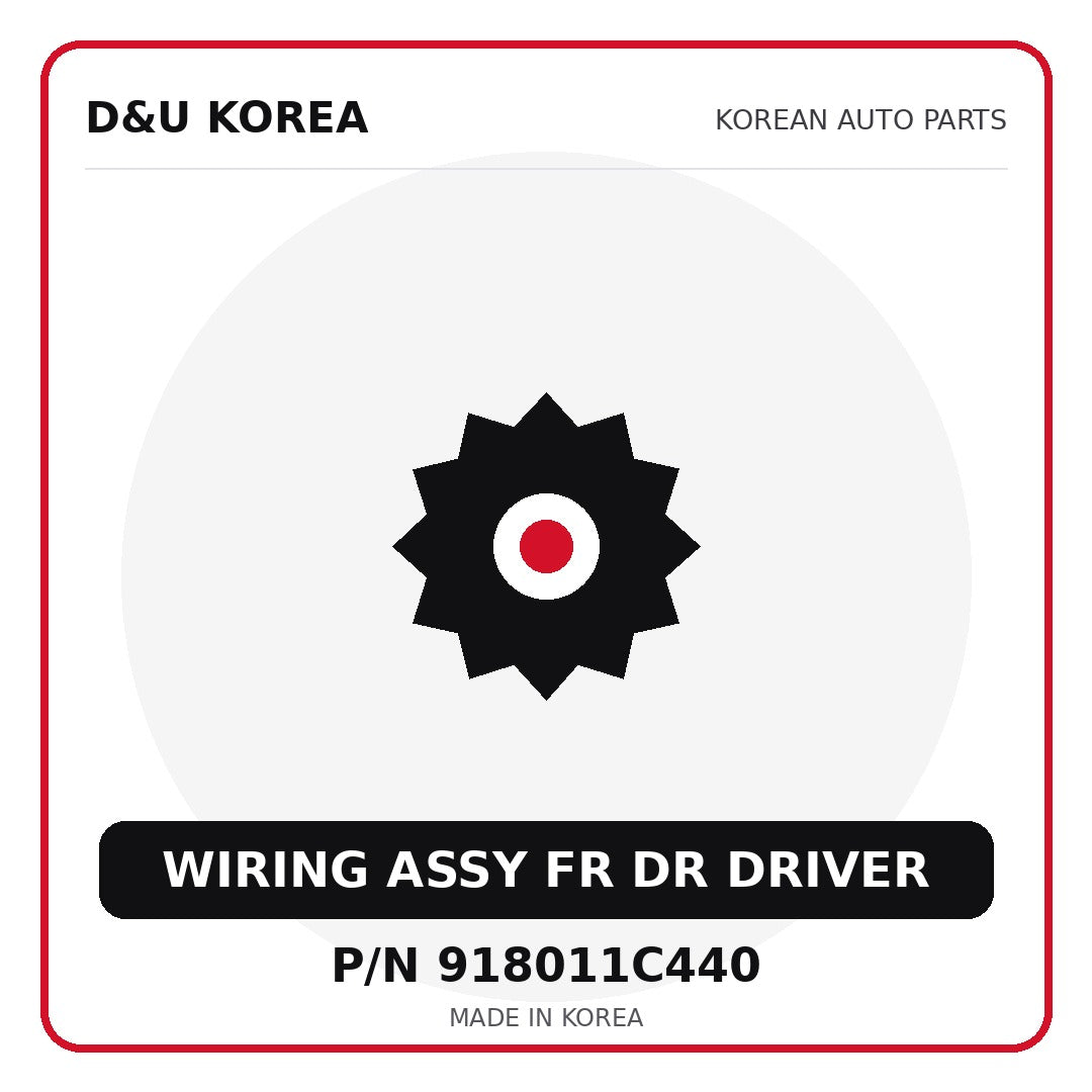 Genuine Mobis WIRING ASSY FR DR DRIVER 918011C440 for Korean vehicles | D&U Korea
