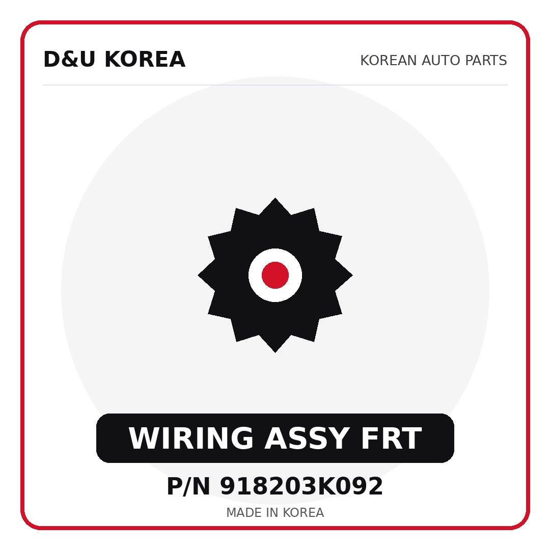 Genuine Mobis WIRING ASSY FRT 918203K092 for Korean vehicles | D&U Korea