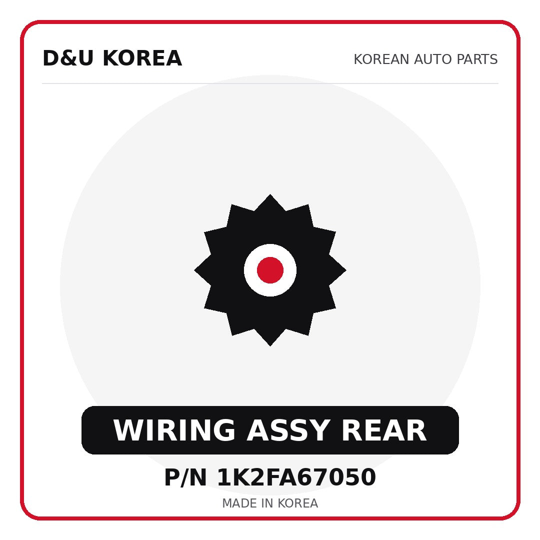 Genuine Mobis WIRING ASSY REAR 1K2FA67050 - Korean auto parts from D&U Korea