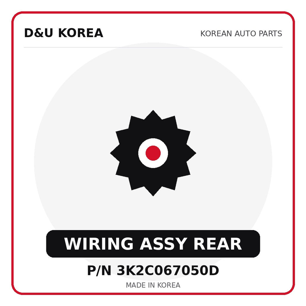 Genuine Mobis WIRING ASSY REAR 3K2C067050D - Korean auto parts from D&U Korea