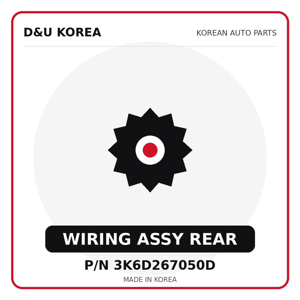 Genuine Mobis WIRING ASSY REAR 3K6D267050D - Korean auto parts from D&U Korea