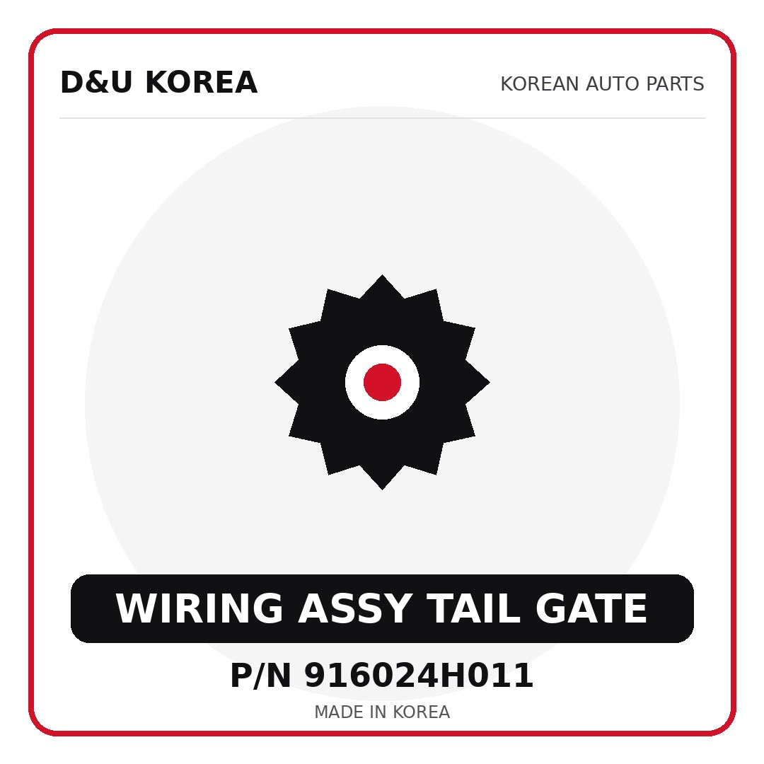 Genuine Mobis WIRING ASSY TAIL GATE 916024H011 for Korean vehicles | D&U Korea