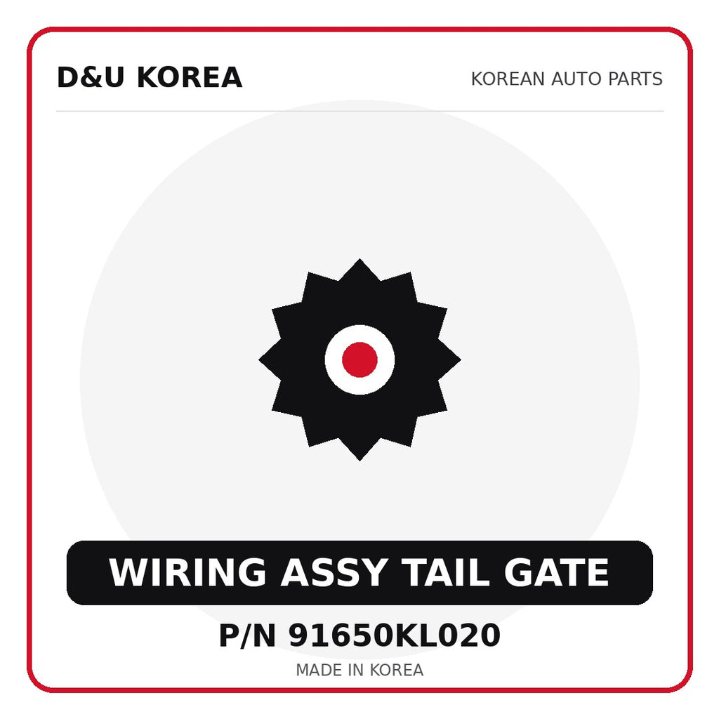 Genuine Mobis WIRING ASSY TAIL GATE 91650KL020 for Korean vehicles | D&U Korea