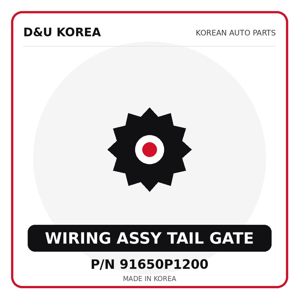 Genuine Mobis WIRING ASSY TAIL GATE 91650P1200 for Korean vehicles | D&U Korea