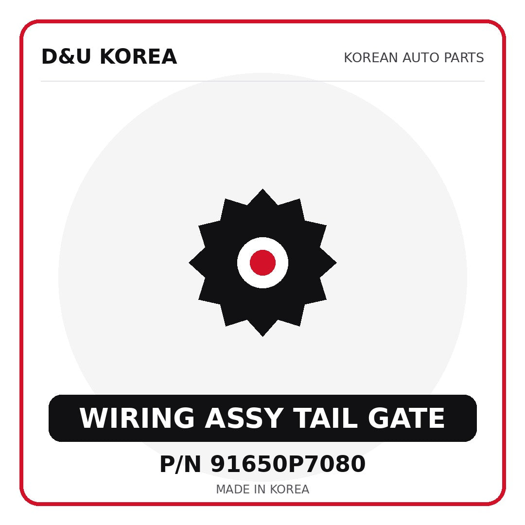 Genuine Mobis WIRING ASSY TAIL GATE 91650P7080 for Korean vehicles | D&U Korea
