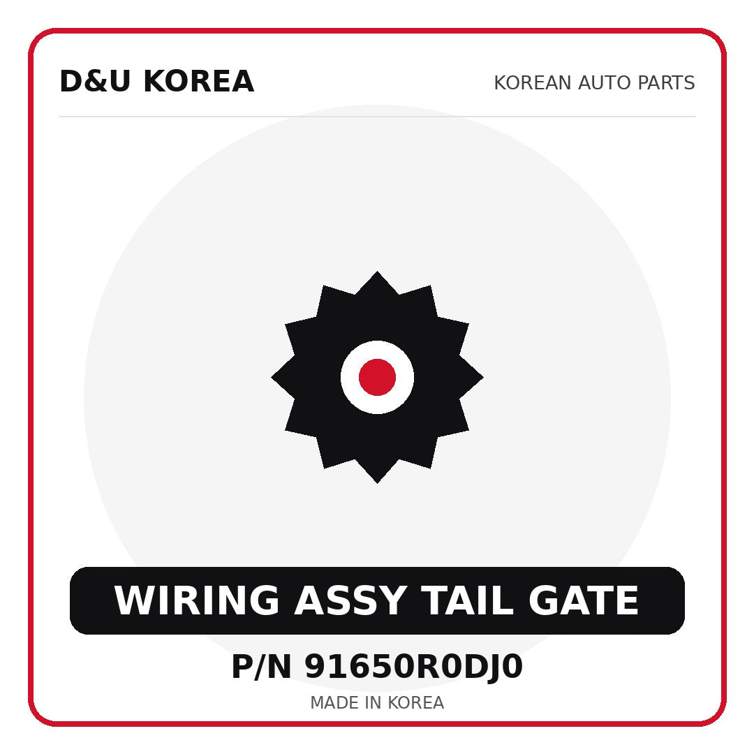 Genuine Mobis WIRING ASSY TAIL GATE 91650R0DJ0 for Korean vehicles | D&U Korea